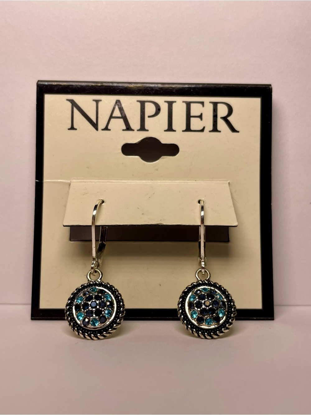 Napier Blue & Black Crystal Drop Earrings